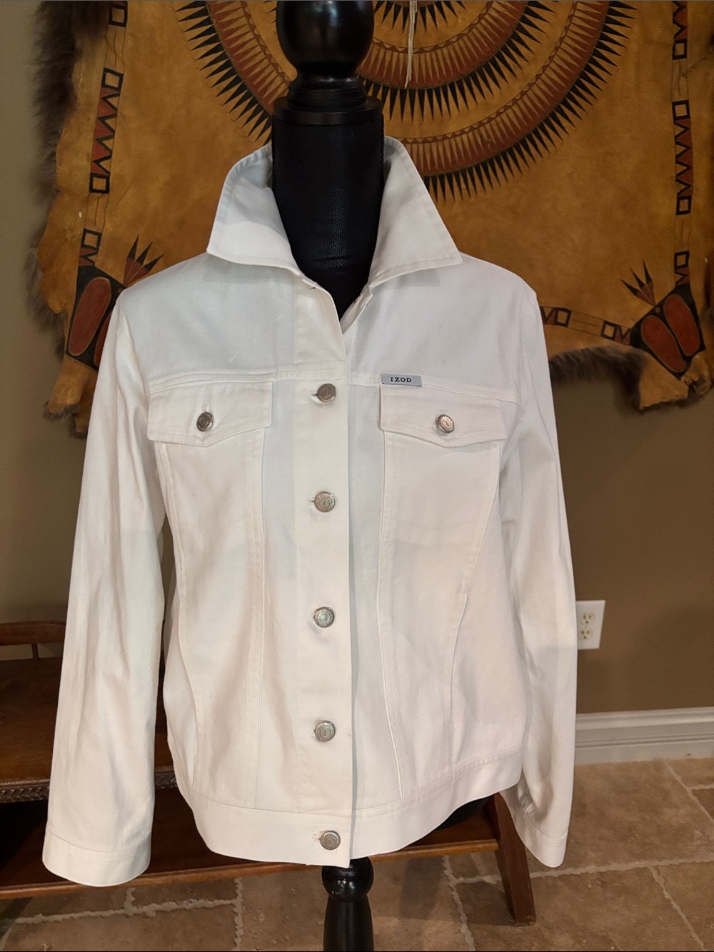IZOD white denim jacket